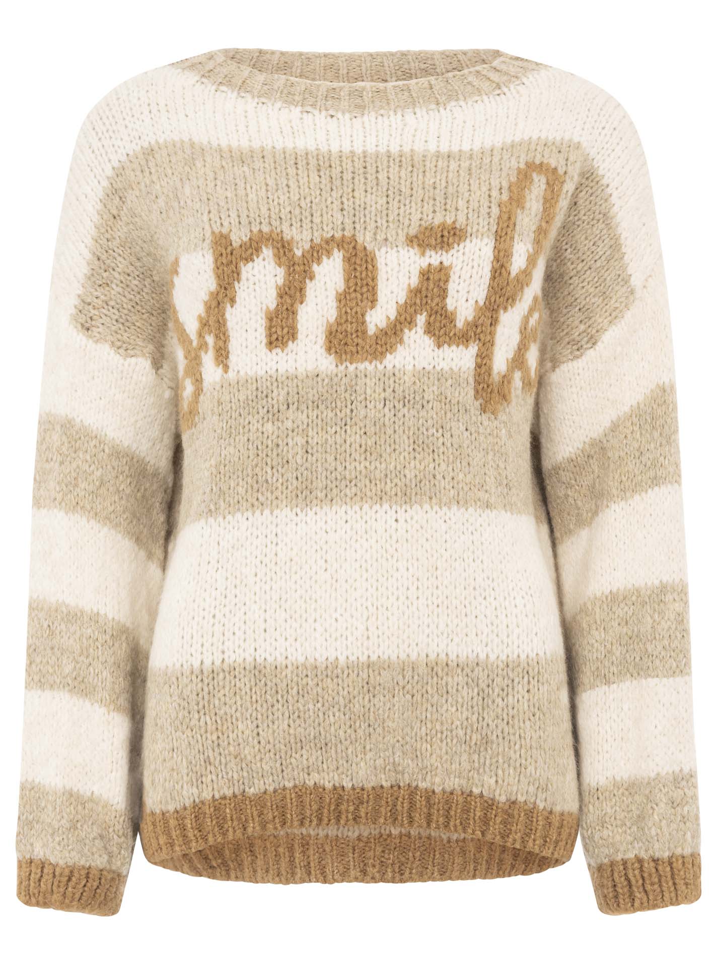Zwillingsherz Damen Oversize Strick Pullover "Smile Streifen"