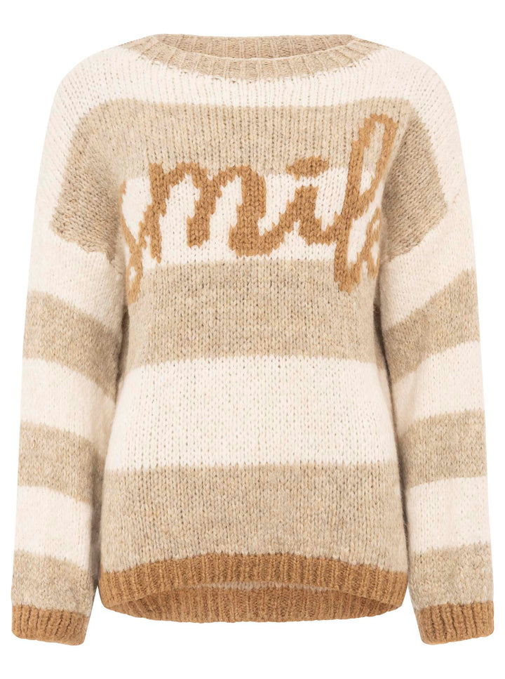 Zwillingsherz Damen Oversize Strick Pullover "Smile Streifen"