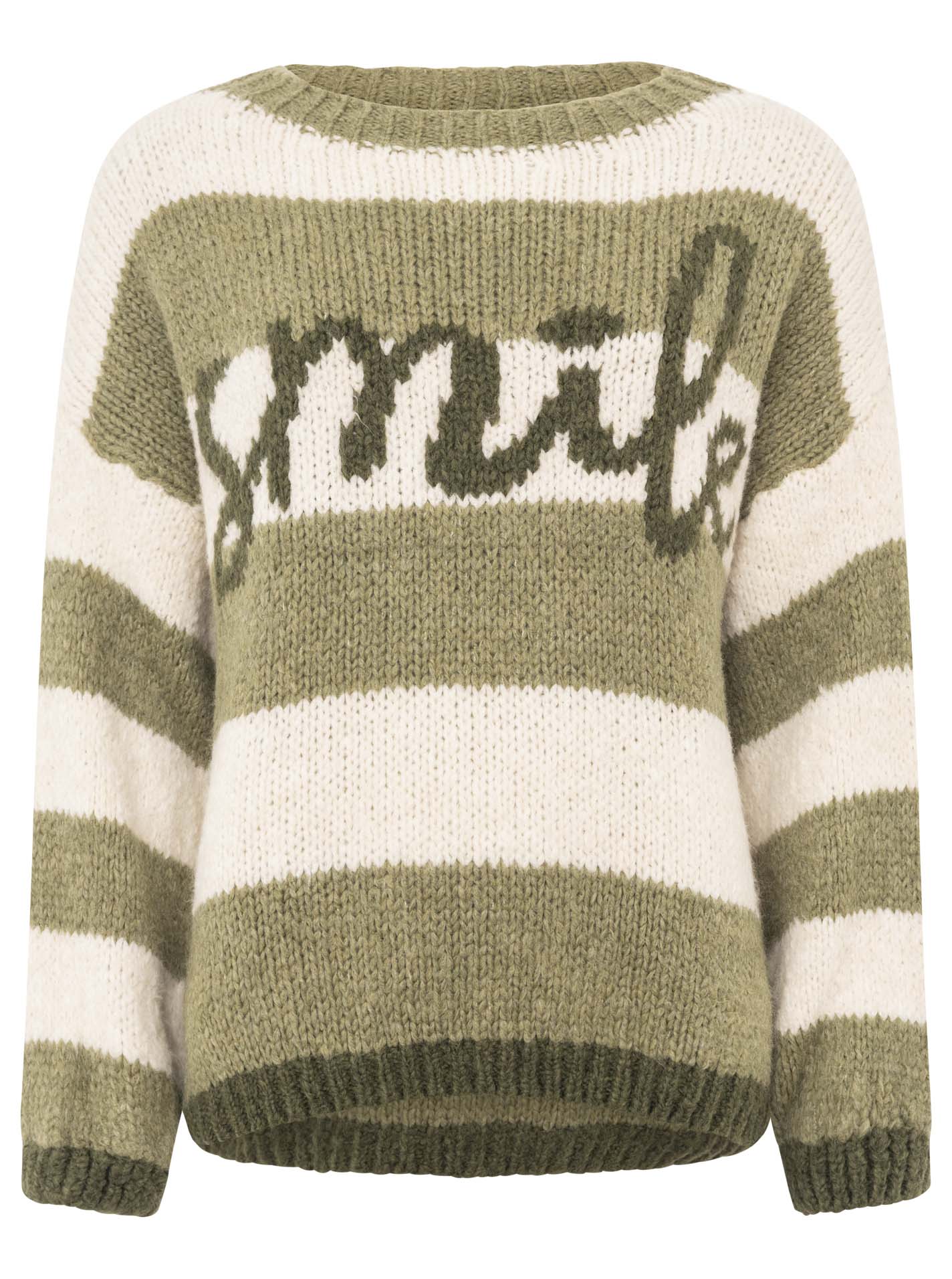 Zwillingsherz Damen Oversize Strick Pullover "Smile Streifen"