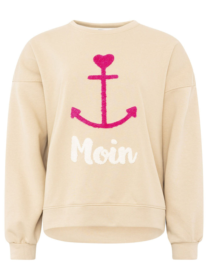 Zwillingsherz Damen Sweatshirt BW "Gestickter Anker"