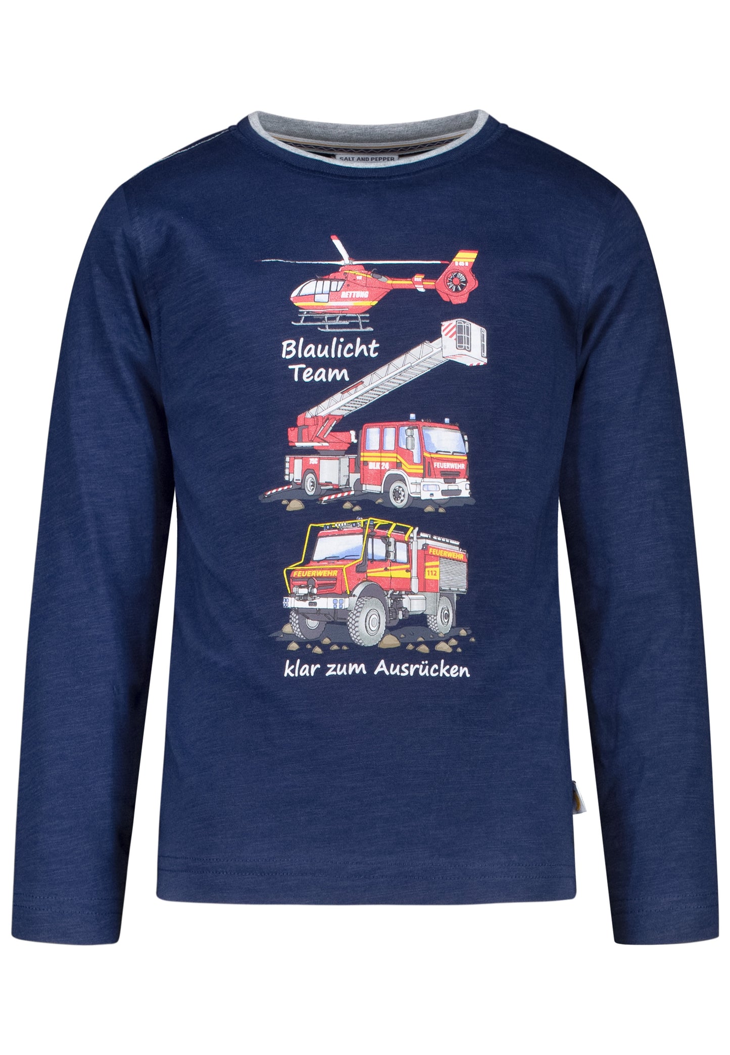 Salt & Pepper Longsleeve Boys LS print Fire Vehicles