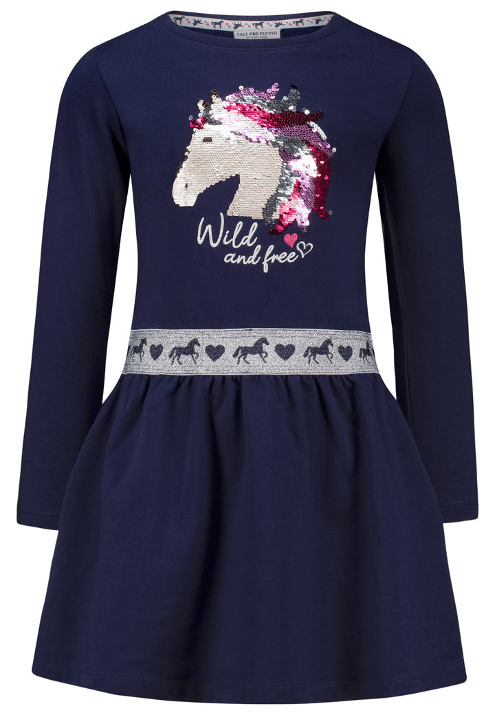 Salt & Pepper Dress Girls Dress rev.seq. EMB Horse