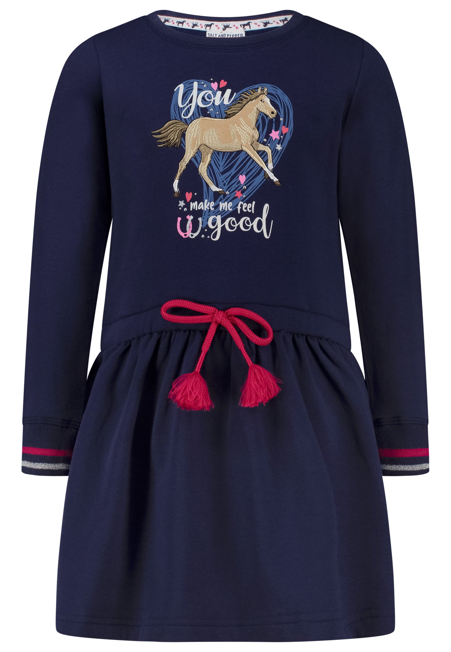 Salt & Pepper Dress Girls Dress print EMB Horse