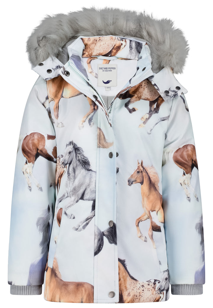 Salt & Pepper Jacket Girls Out.Jacket AOP Horses