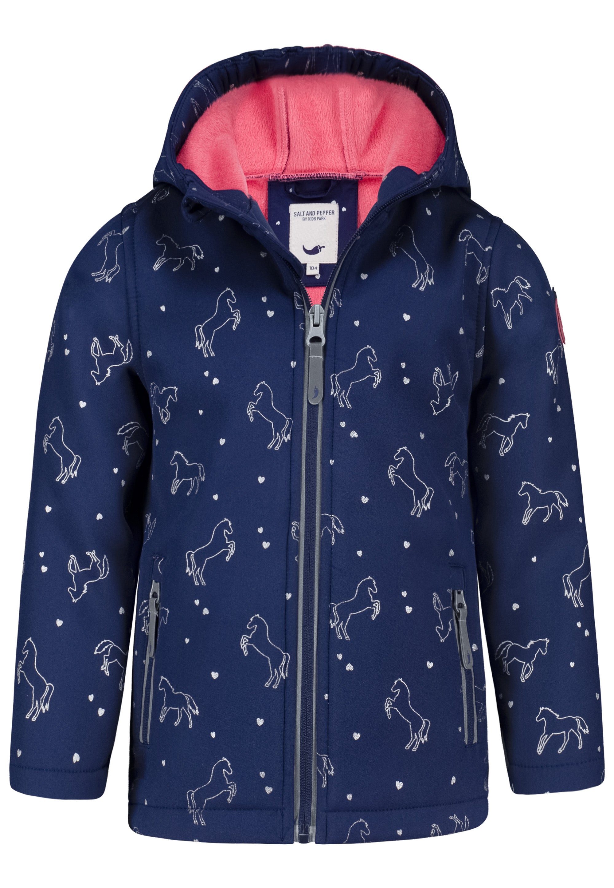 Salt & Pepper Softshell Girls Softshell AOP Horses