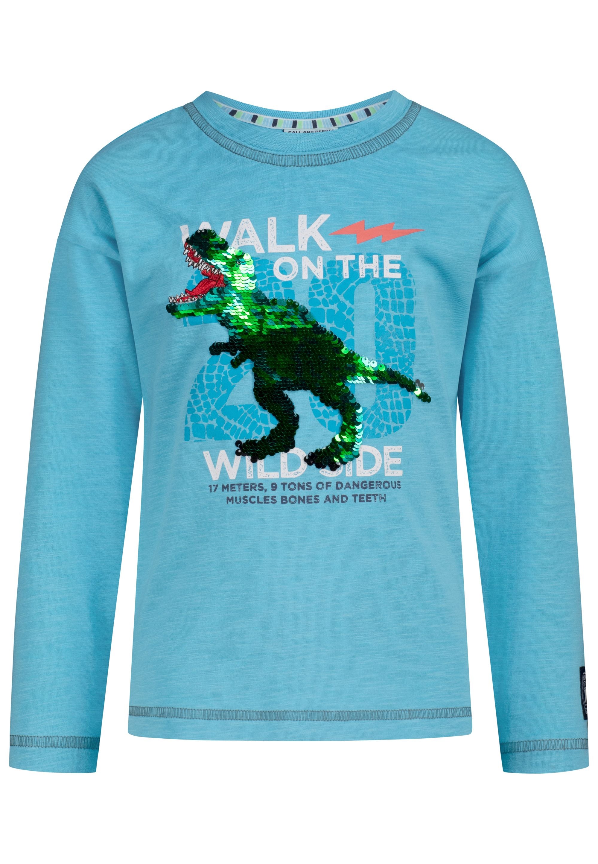 salt and pepper Boys Langarm-Shirt Print Sequins T-Rex 55320137610