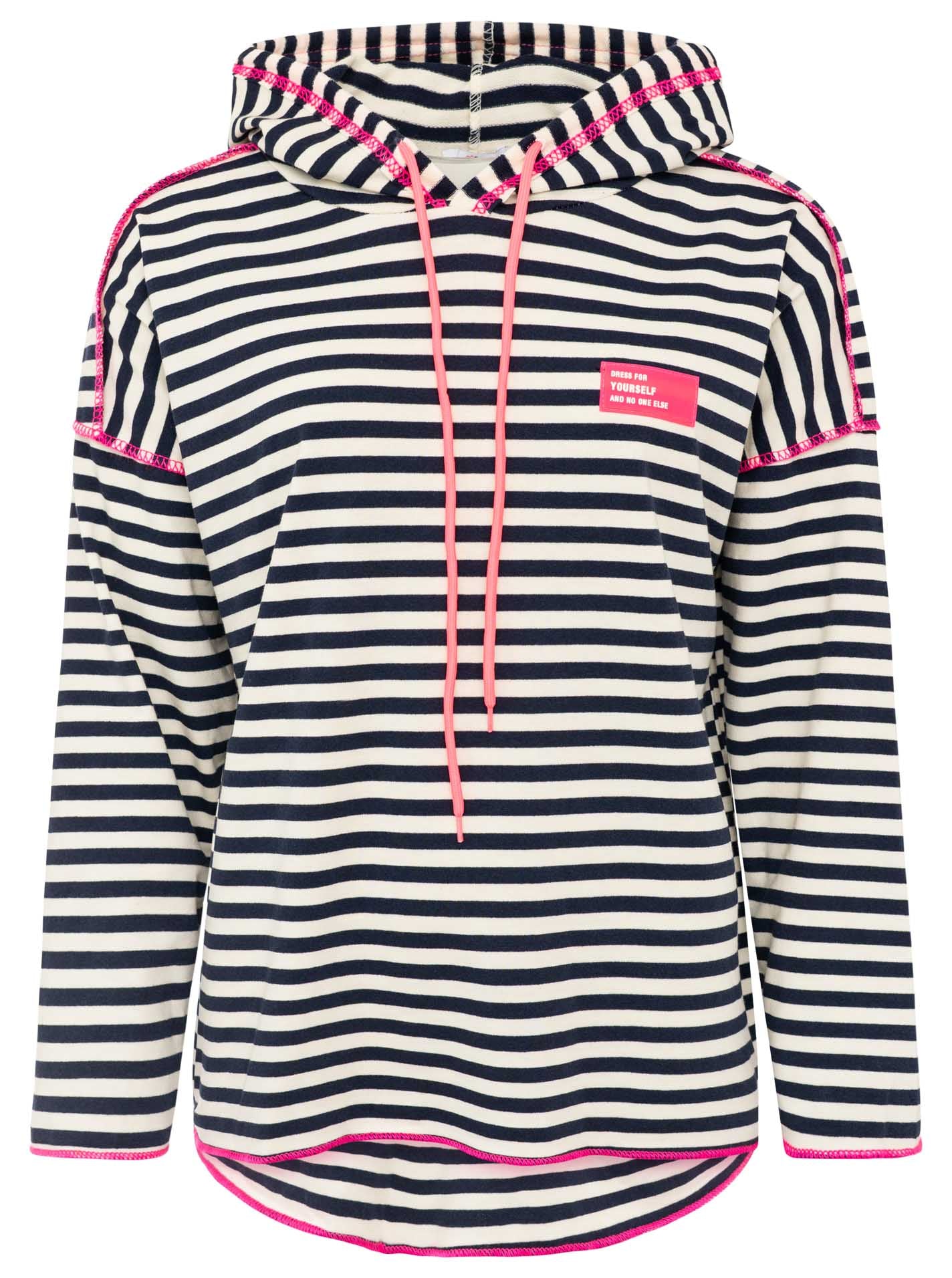Zwillingsherz Damen Kapuzen-Hoodie BW "Neon Streifen & Patch"