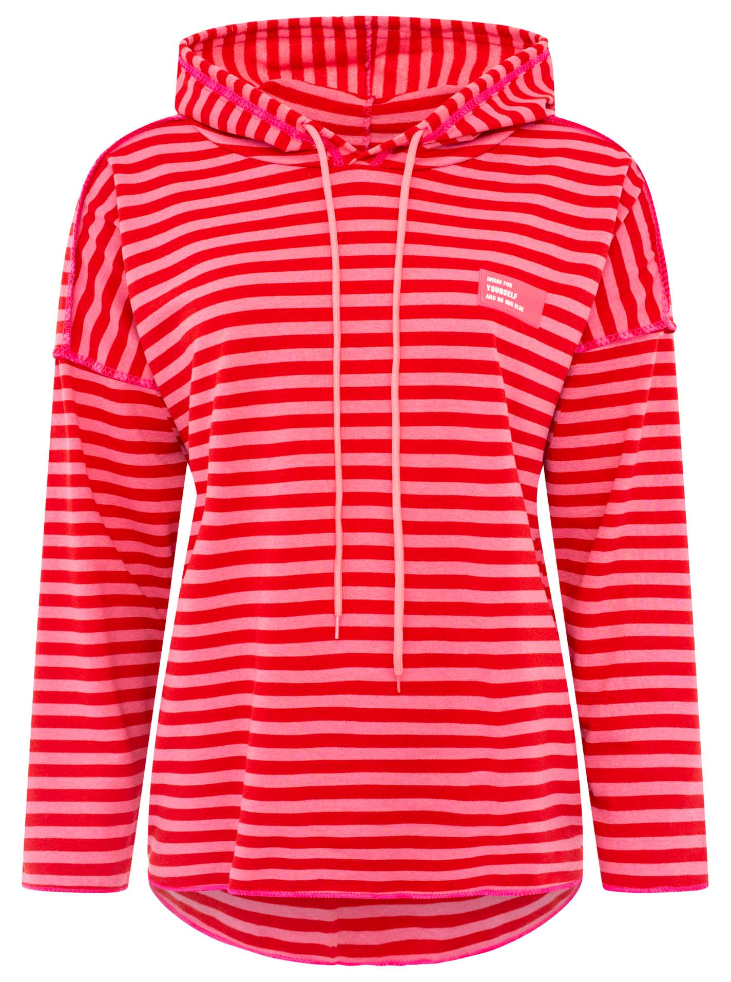 Zwillingsherz Damen Kapuzen-Hoodie BW "Neon Streifen & Patch"