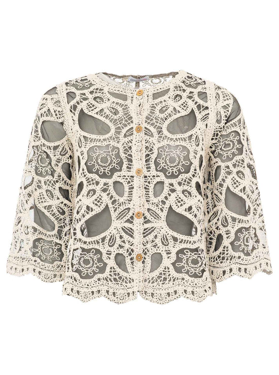 Zwillingsherz Damen Cardigan mit Knöpfen "Lochstick"
