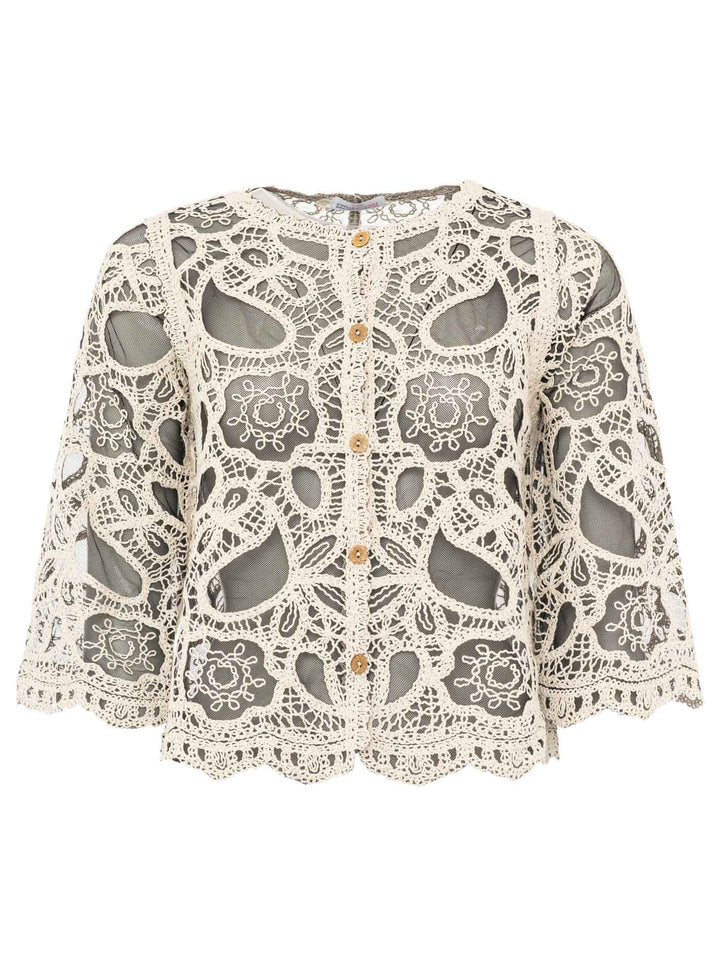 Zwillingsherz Damen Cardigan mit Knöpfen "Lochstick"