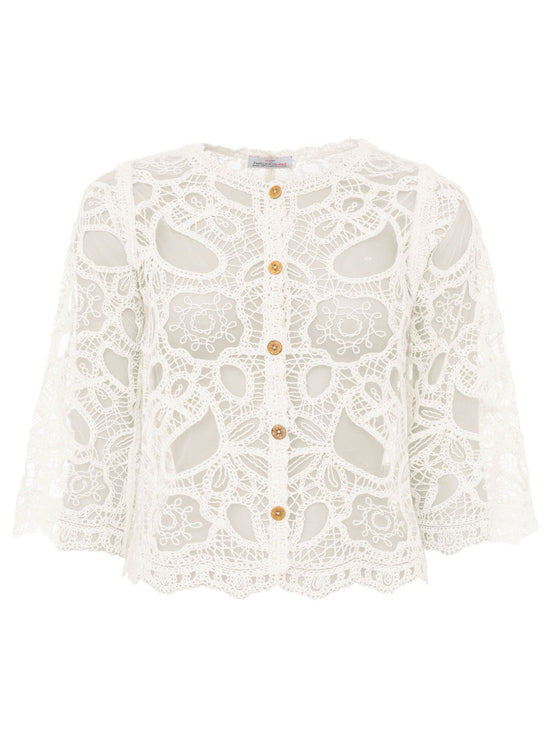 Zwillingsherz Damen Cardigan mit Knöpfen "Lochstick"