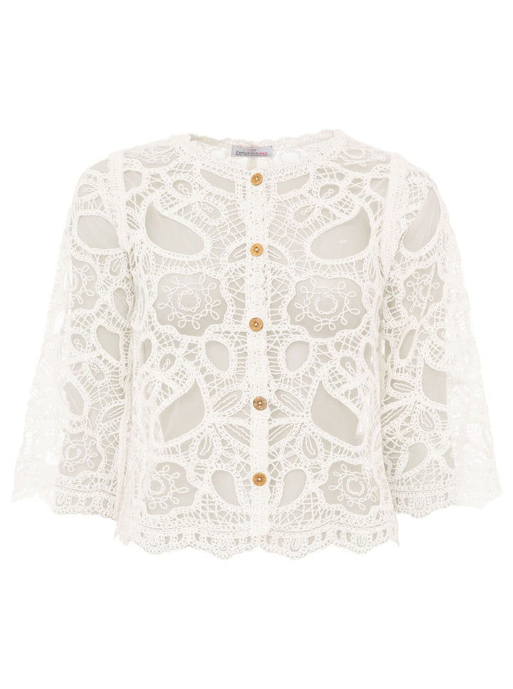 Zwillingsherz Damen Cardigan mit Knöpfen "Lochstick"