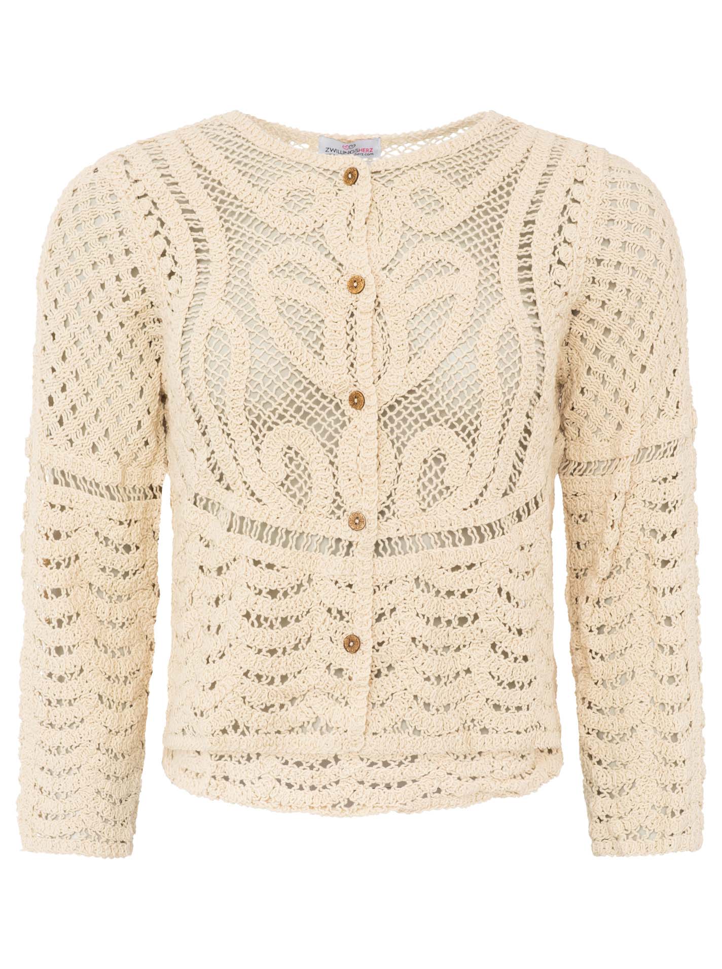Zwillingsherz Damen Cardigan mit Knöpfen "Spitze & Stickerei"