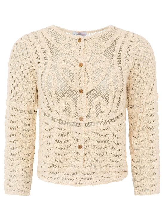 Zwillingsherz Damen Cardigan mit Knöpfen "Spitze & Stickerei"
