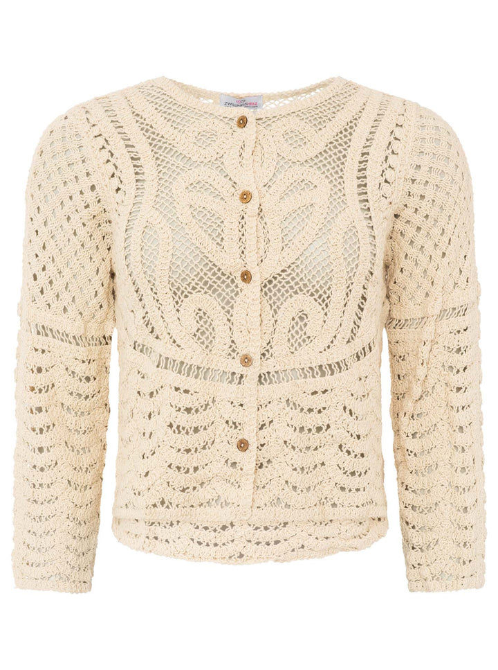 Zwillingsherz Damen Cardigan mit Knöpfen "Spitze & Stickerei"