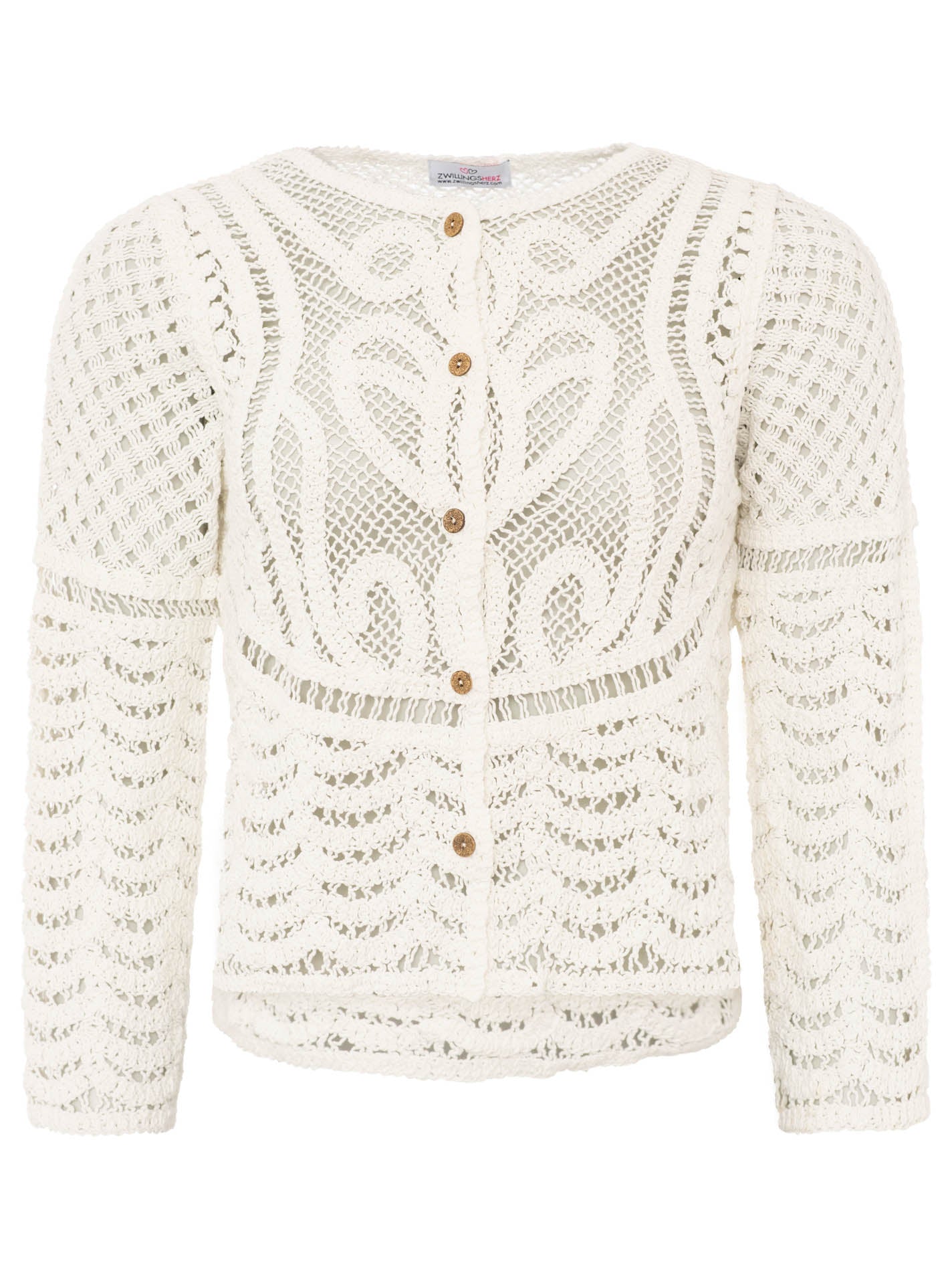 Zwillingsherz Damen Cardigan mit Knöpfen "Spitze & Stickerei"