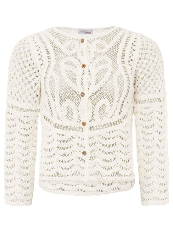 Zwillingsherz Damen Cardigan mit Knöpfen "Spitze & Stickerei"