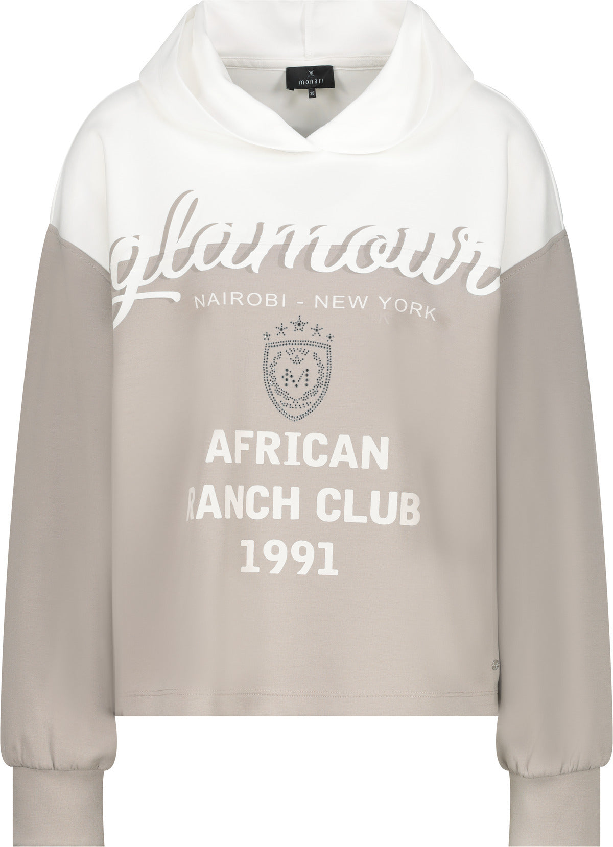 Monari Damen Sweatshirt mit Kapuze Glamour Schriftzug