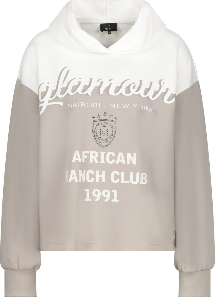 Monari Damen Sweatshirt mit Kapuze Glamour Schriftzug