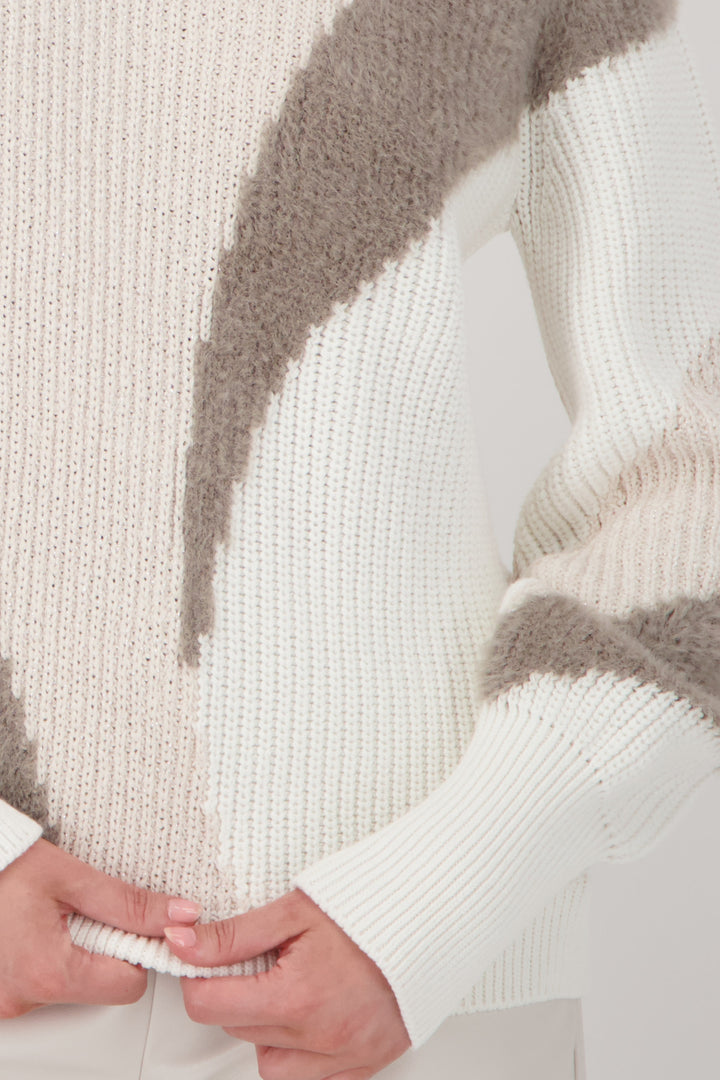 Monari Damen Strickpullover mit Intarsiemuster