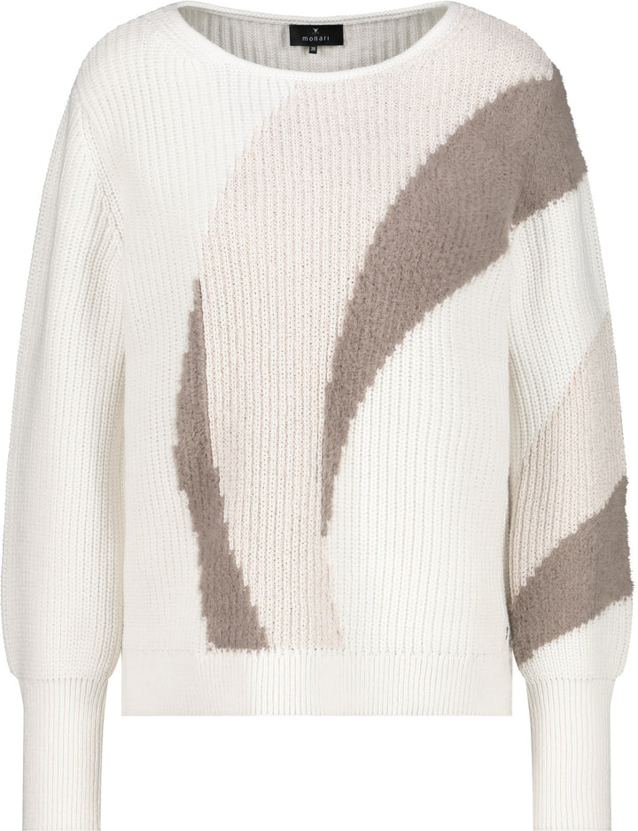 Monari Damen Strickpullover mit Intarsiemuster
