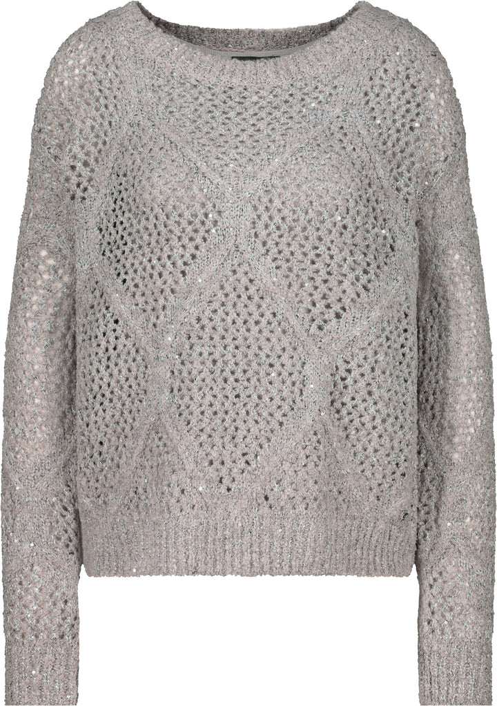 Monari Damen Strickpullover Ajour mit Pailletten