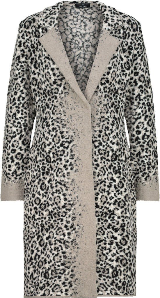 Monari Damen Strickmantel mit Leopardenmuster