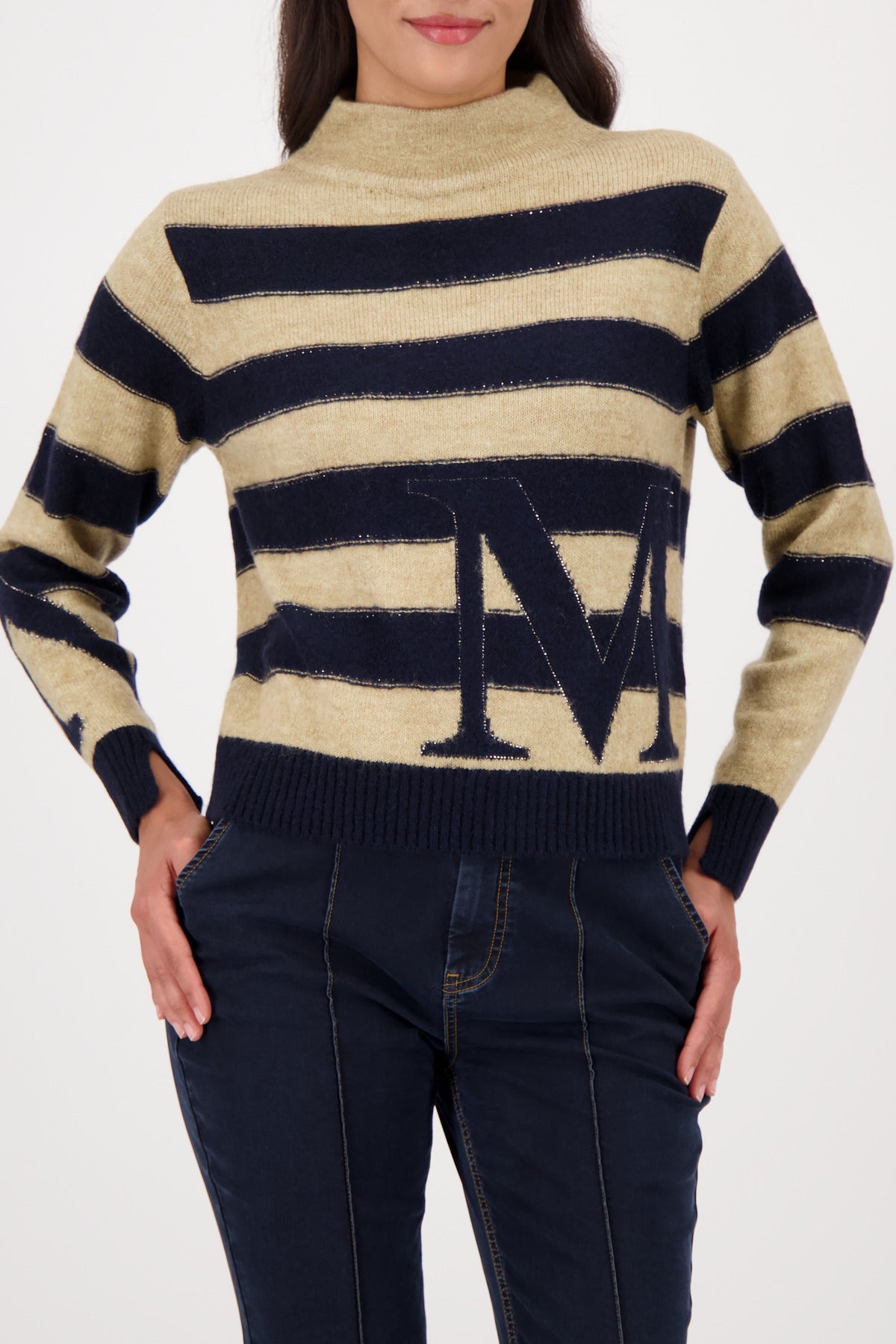 Monari Damen Pullover mit Streifenmuster Champs-Élysées