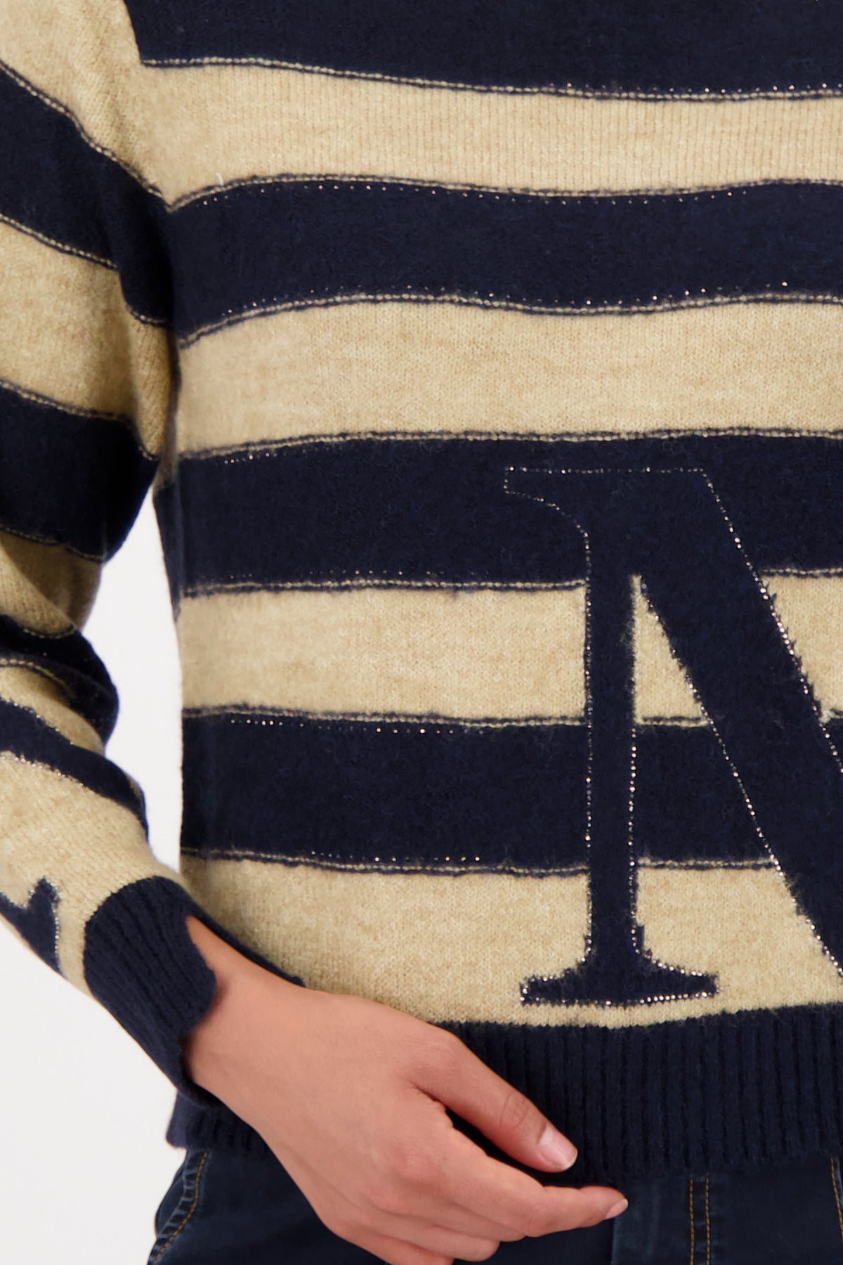 Monari Damen Pullover mit Streifenmuster Champs-Élysées