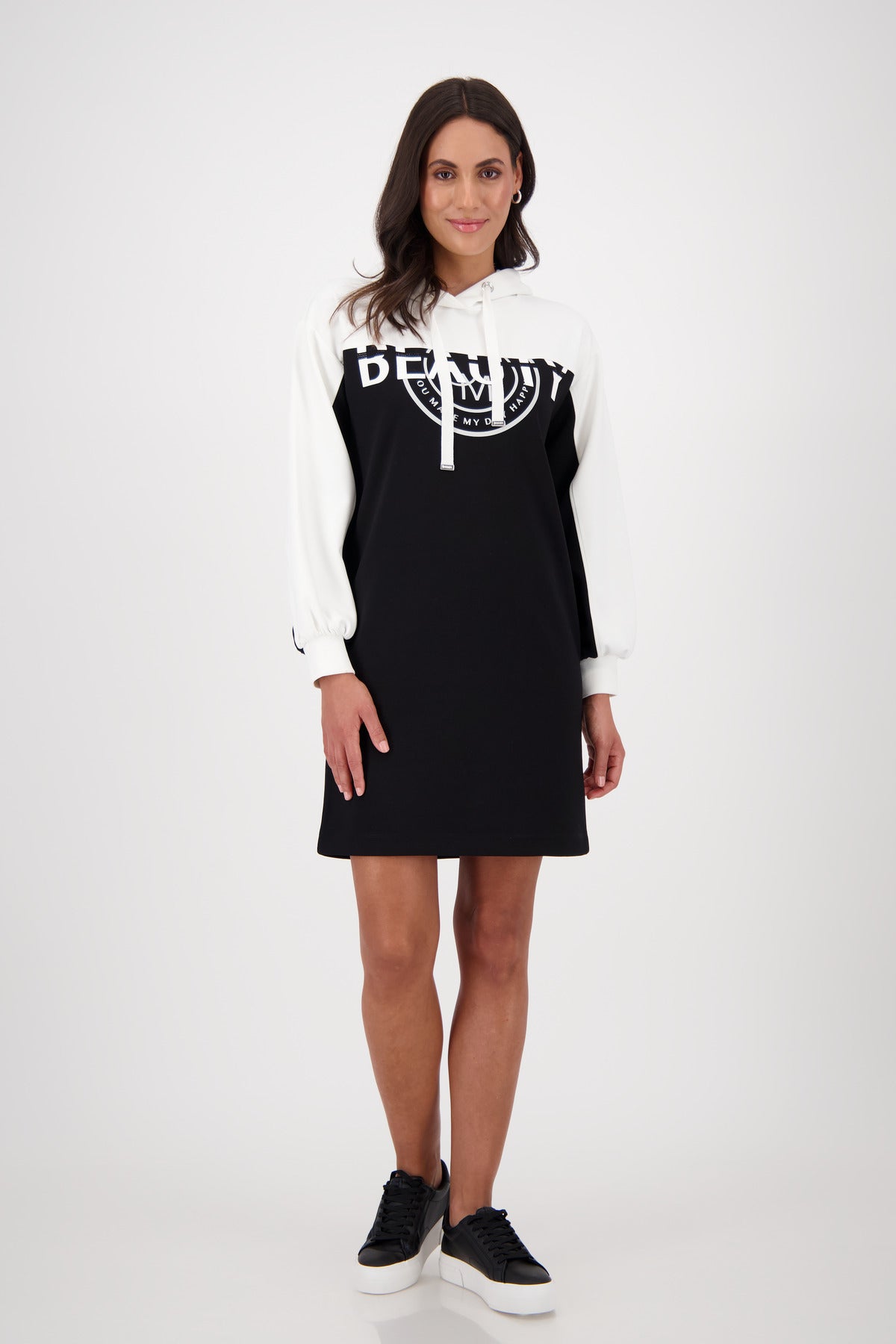 Monari Damen Kleid mit Kapuze "Beauty" Schriftzug