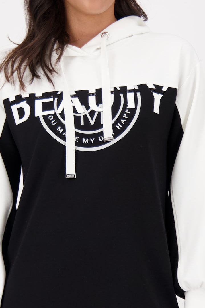 Monari Damen Kleid mit Kapuze "Beauty" Schriftzug