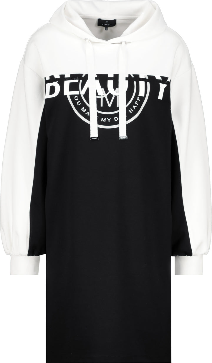 Monari Damen Kleid mit Kapuze "Beauty" Schriftzug