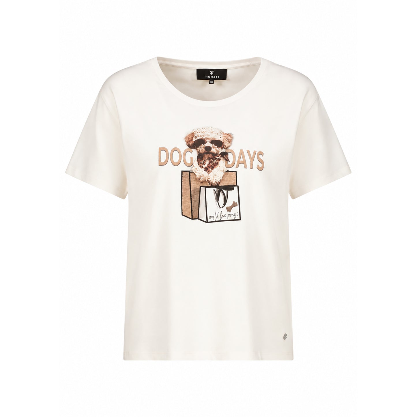 Monari Damen T-Shirt mit Hundeprint mit Strassdetails