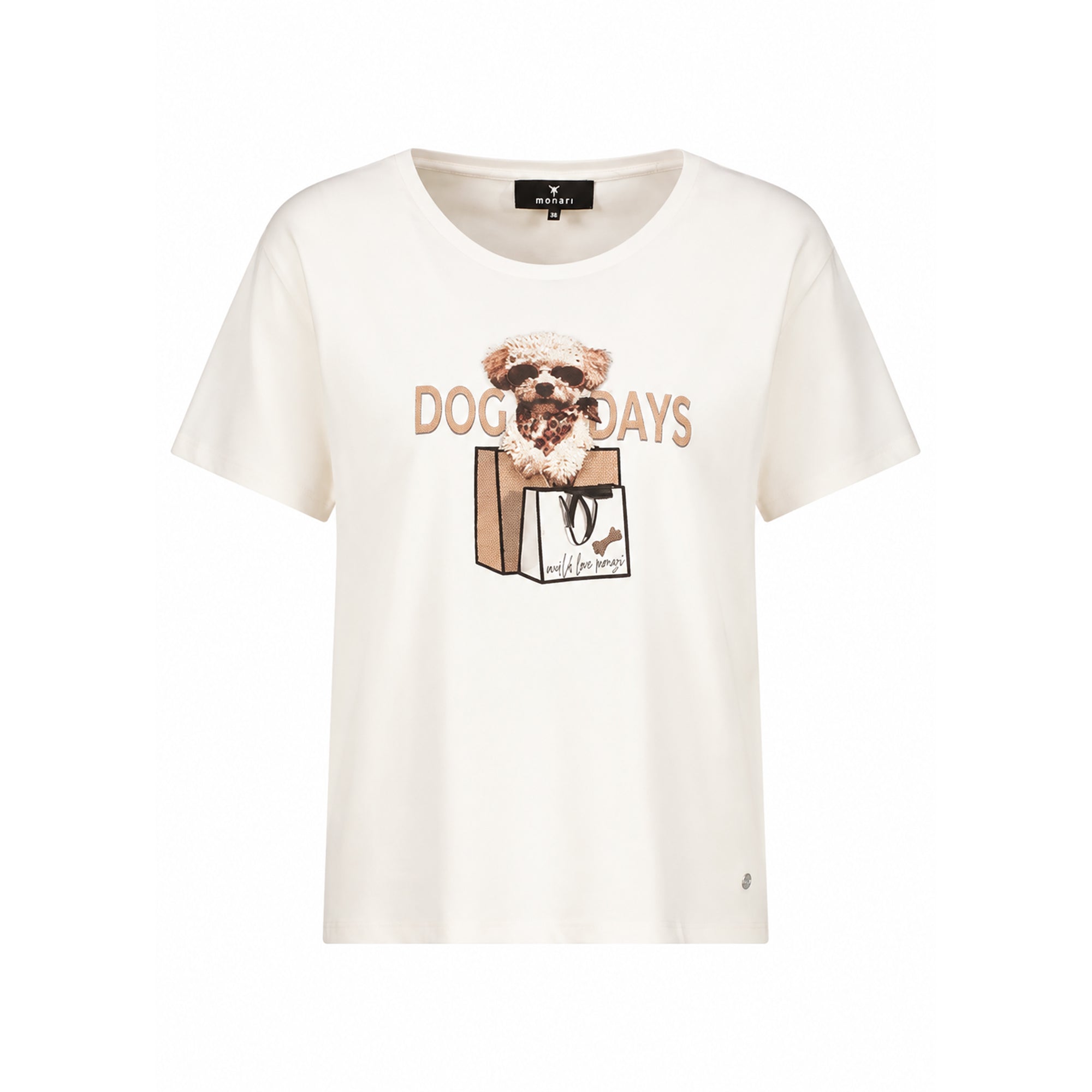 Monari Damen T-Shirt mit Hundeprint mit Strassdetails