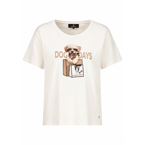 Monari Damen T-Shirt mit Hundeprint mit Strassdetails