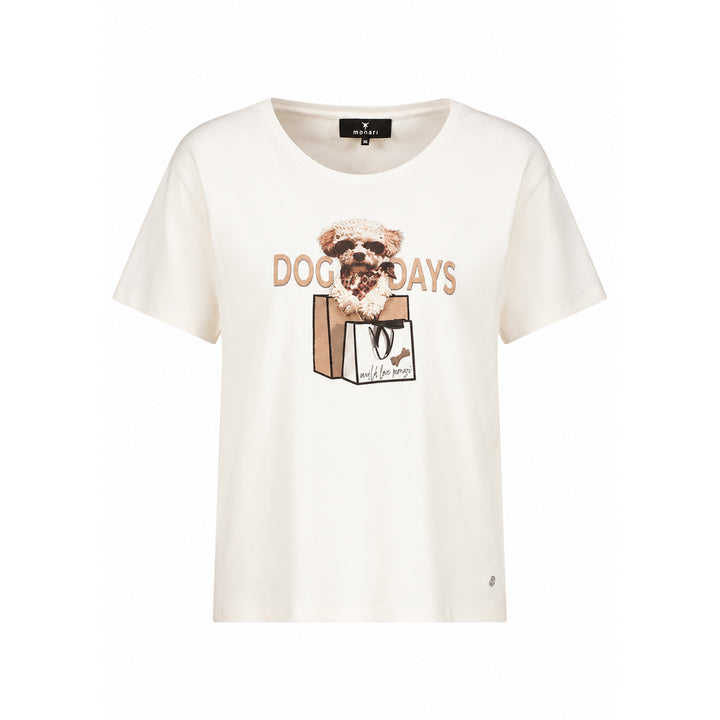 Monari Damen T-Shirt mit Hundeprint mit Strassdetails