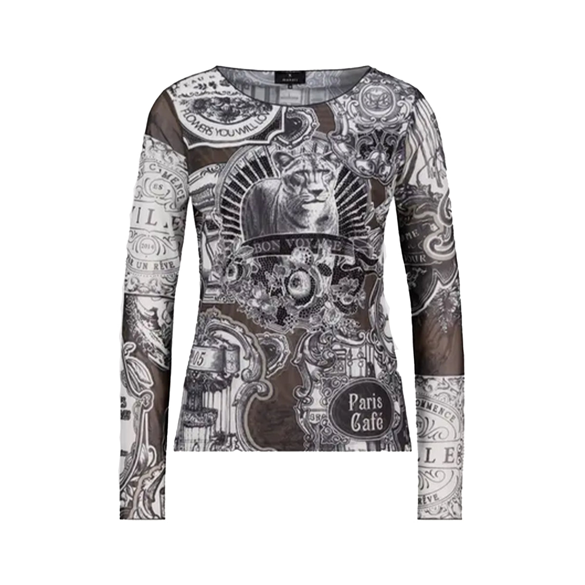 Monari Damen Langarmshirt mit Emblem-Muster