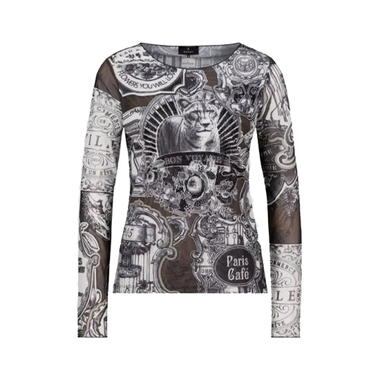 Monari Damen Langarmshirt mit Emblem-Muster