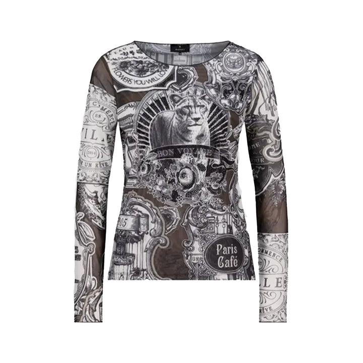 Monari Damen Langarmshirt mit Emblem-Muster