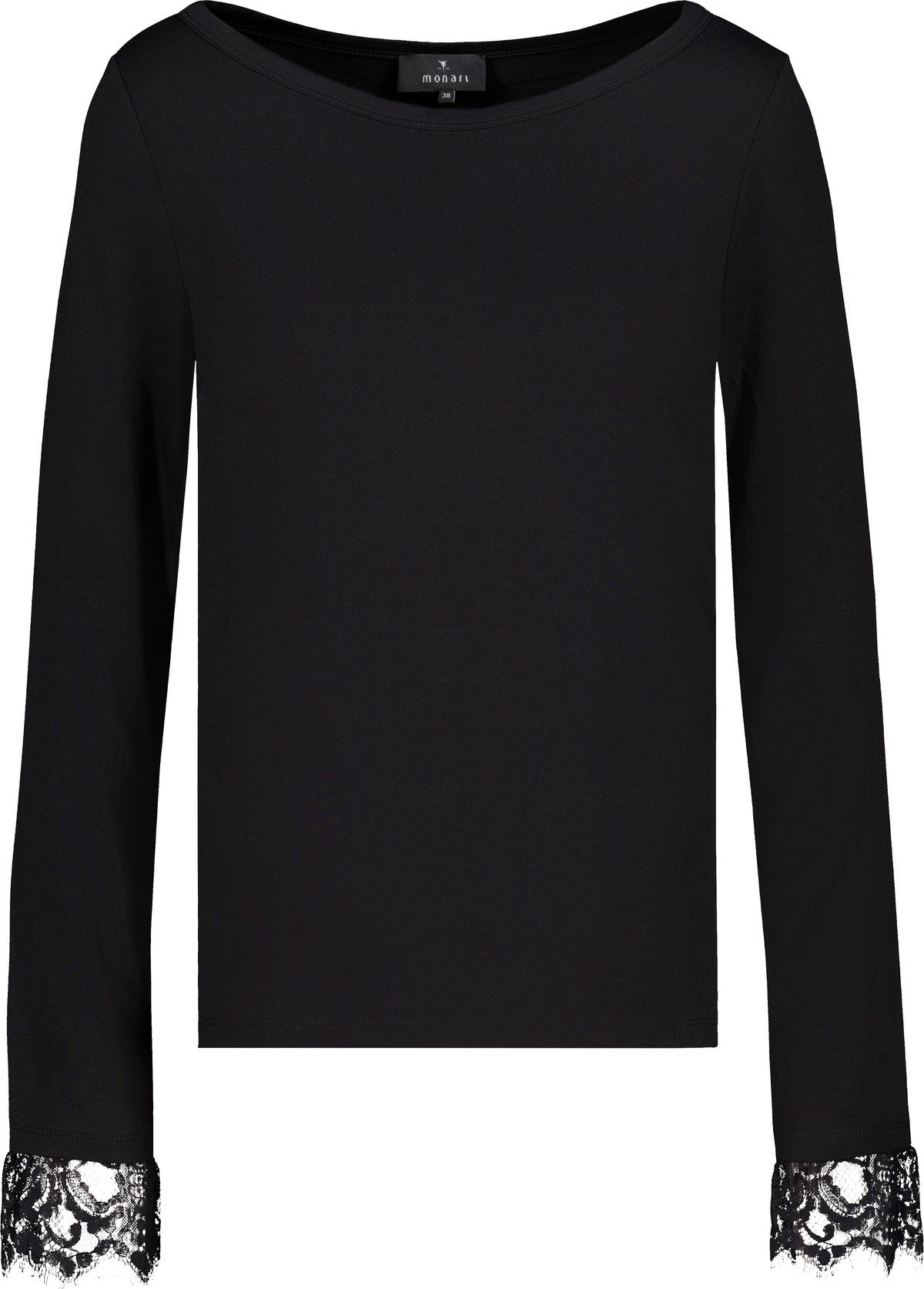Monari Damen Langarmshirt Langarmshirt mit Spitzenborte