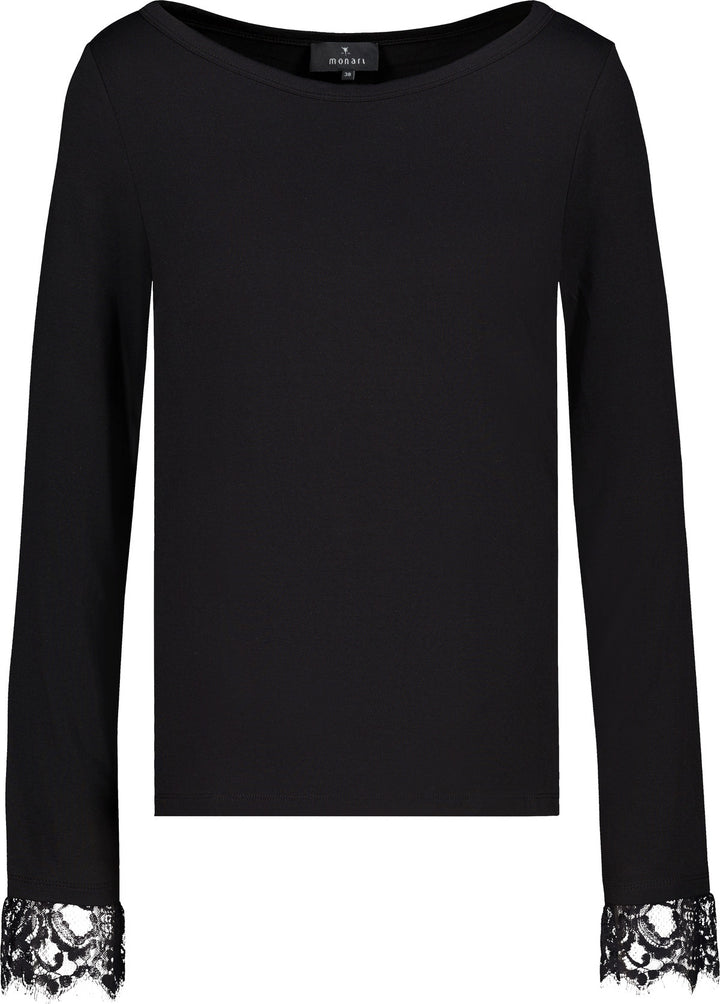 Monari Damen Langarmshirt Langarmshirt mit Spitzenborte