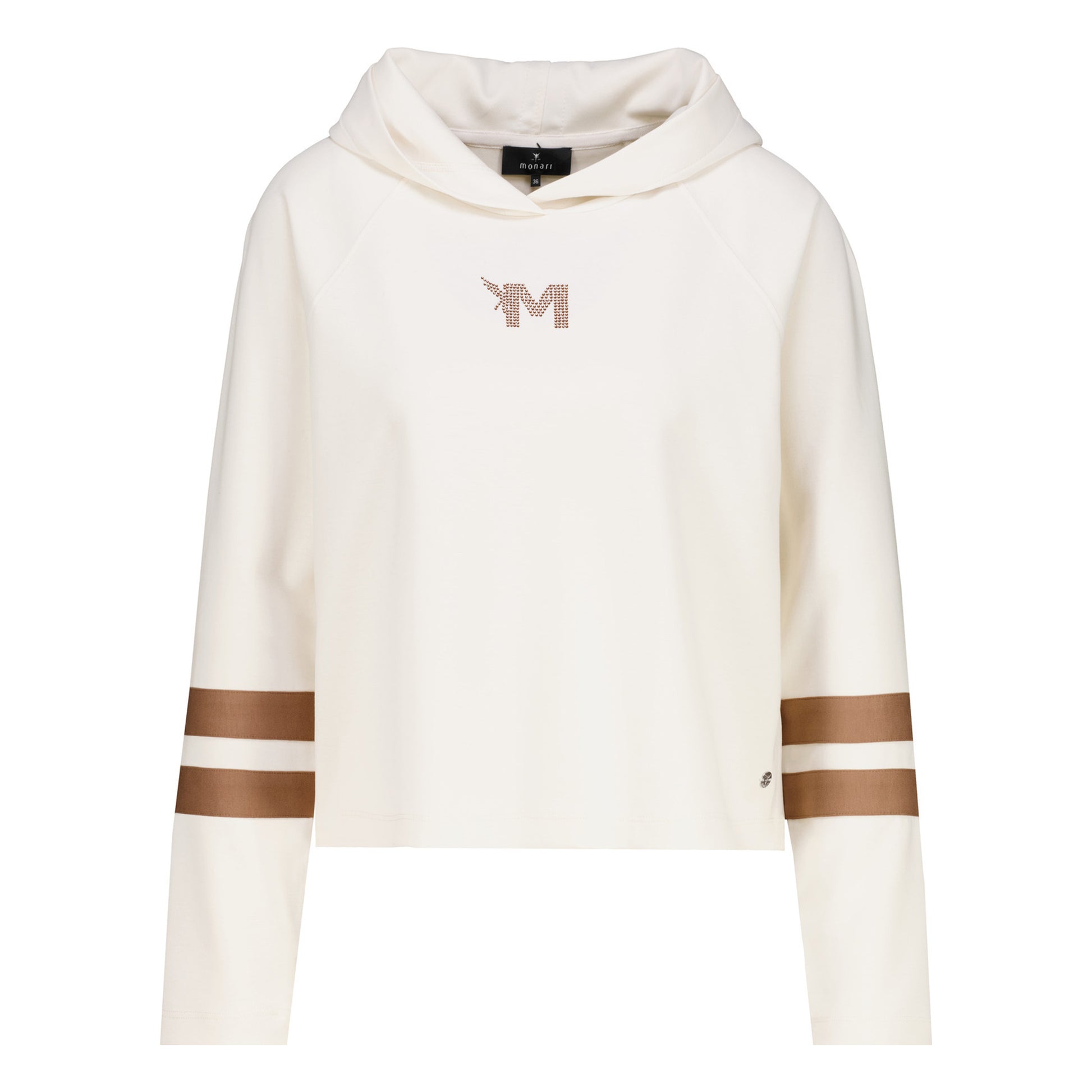 Monari Damen Shirt Sweatshirt mit Colorblock-Design 809874 – antique white