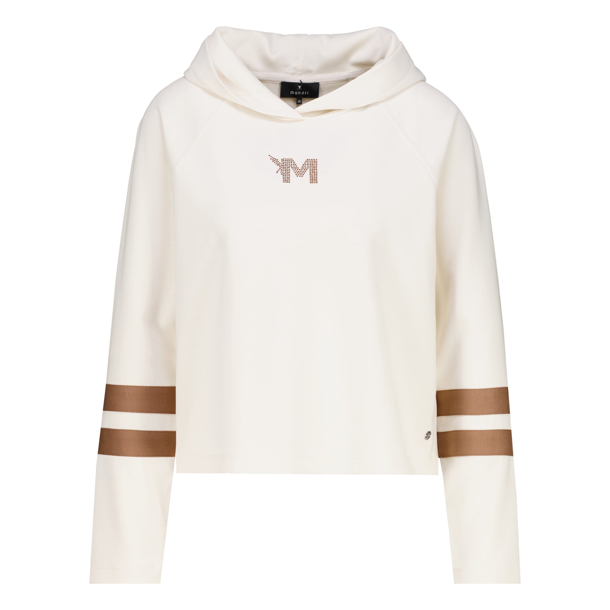 Monari Damen Shirt Sweatshirt mit Colorblock-Design 809874 – antique white