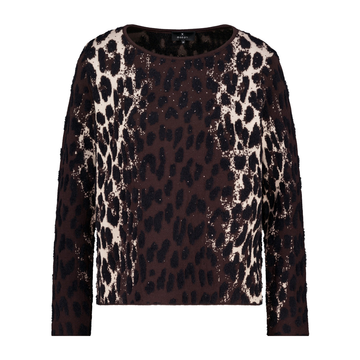 Monari Damen Strickpullover mit Leo-Jacquard-Muster