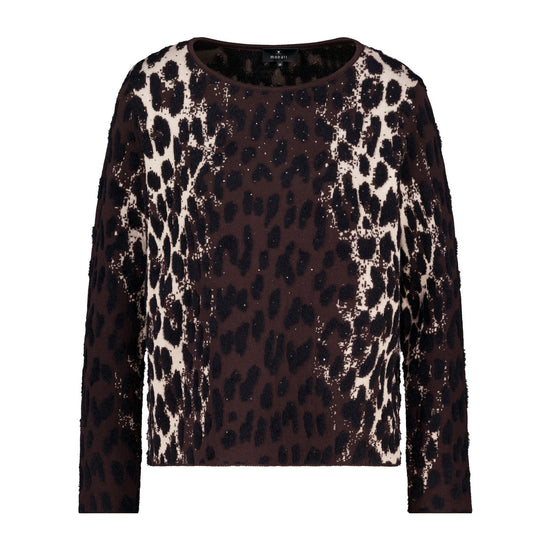 Monari Damen Strickpullover mit Leo-Jacquard-Muster