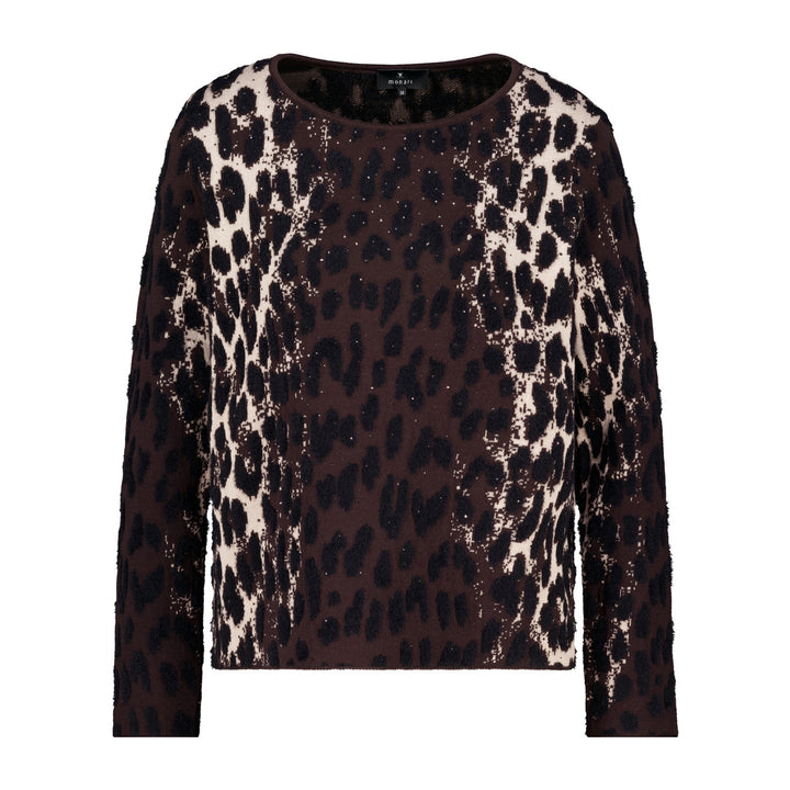Monari Damen Strickpullover mit Leo-Jacquard-Muster