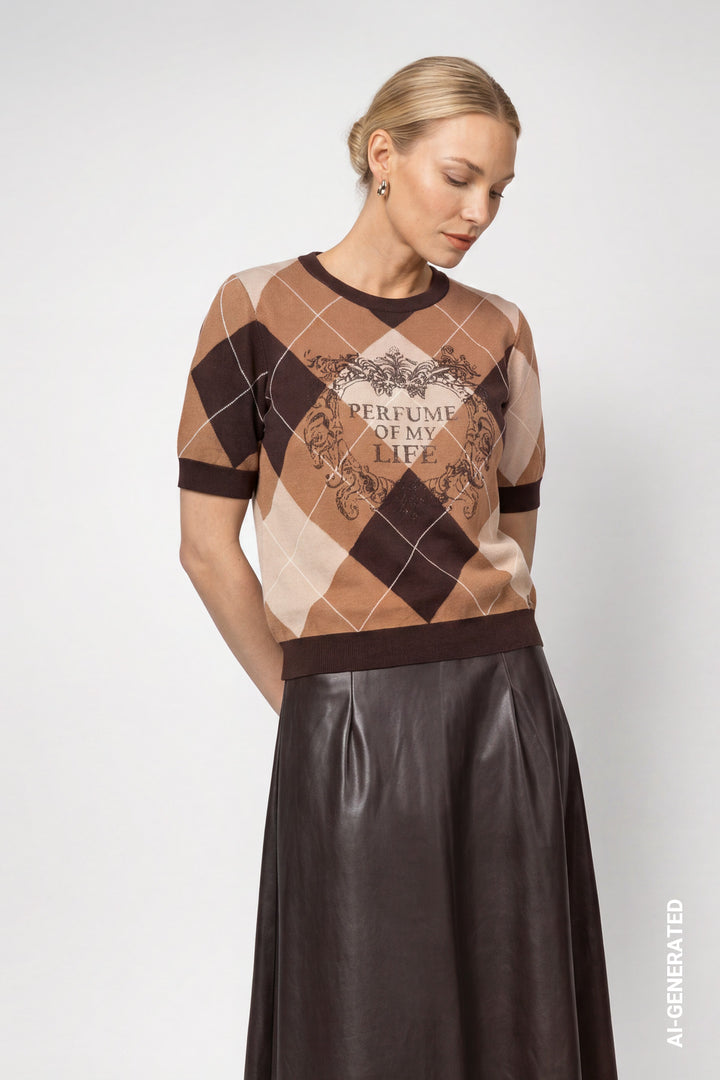 Monari Damen Strickpullover mit Rautenmuster