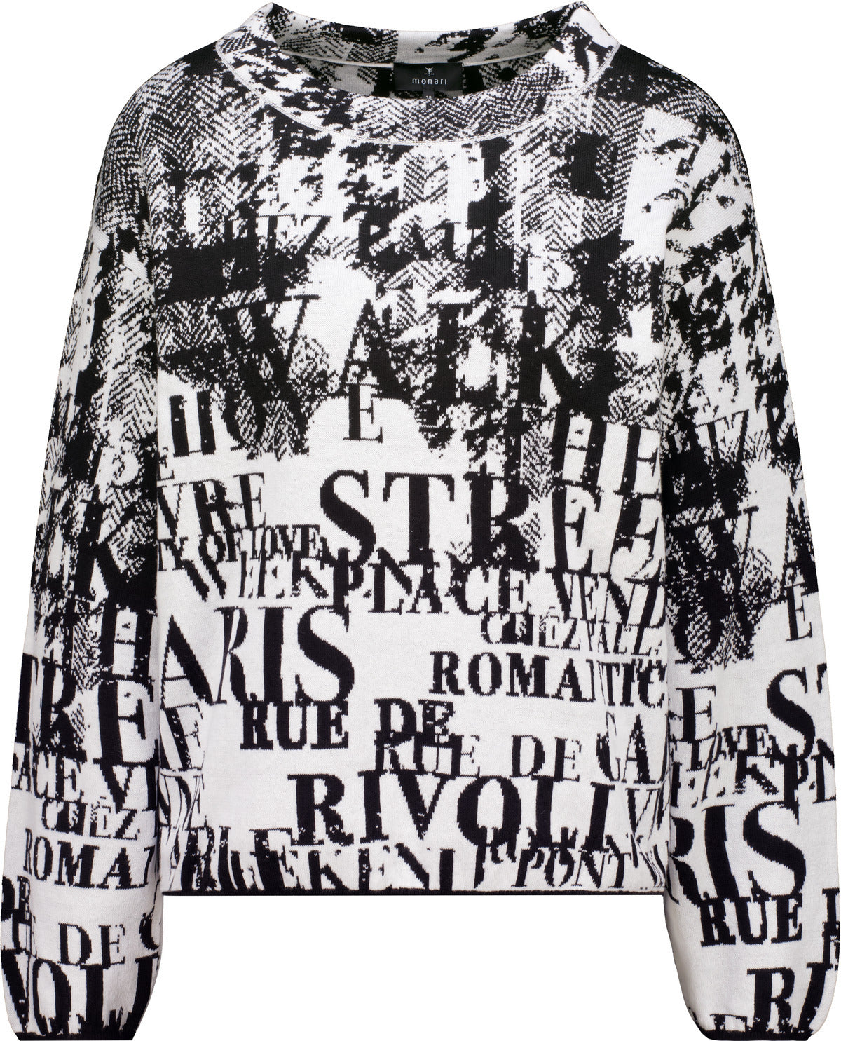 Monari Damen Pullover Strickpullover mit Buchstabenjacquard-Muster