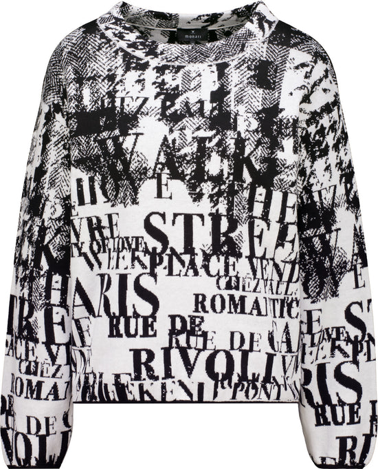 Monari Damen Pullover Strickpullover mit Buchstabenjacquard-Muster