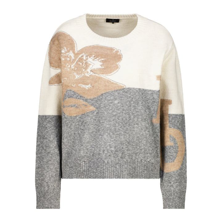 Monari Damen Strickpullover mit Intarsie-Muster
